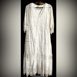 NWT Reba Boho Lace Tiered Maxi Dress